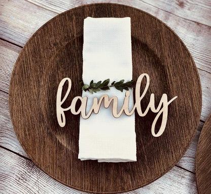 Custom Laser Cut Wood Thanksgiving Place Cards: Grateful, Thankful, Blessed