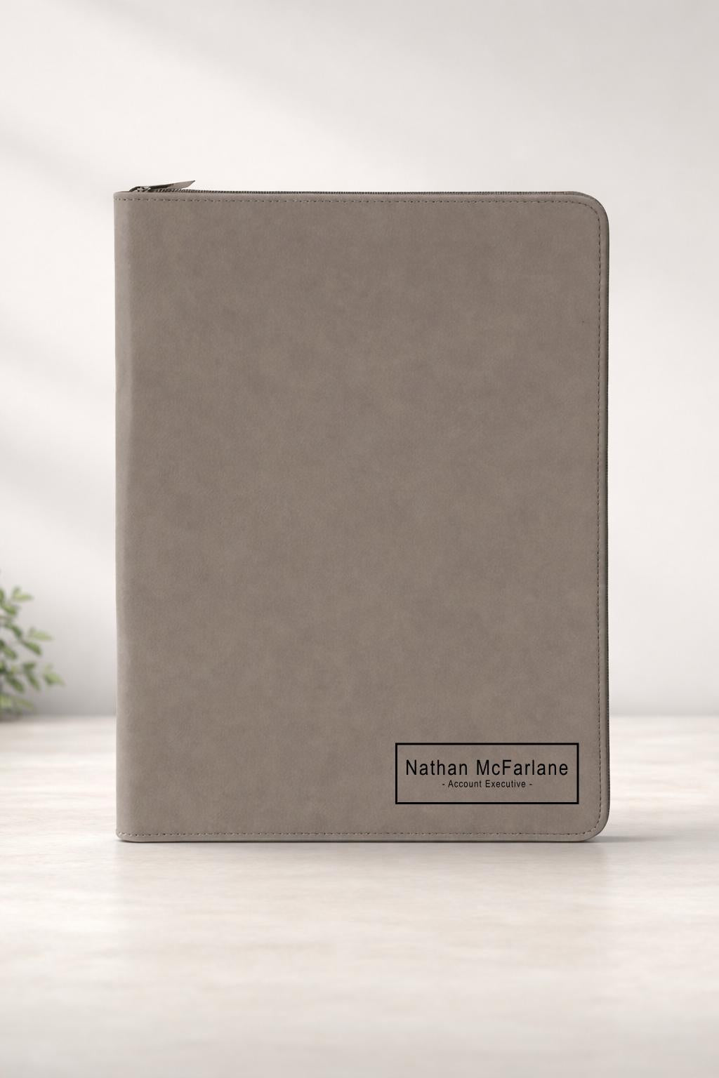 Personalized Zippered Leatherette Portfolio