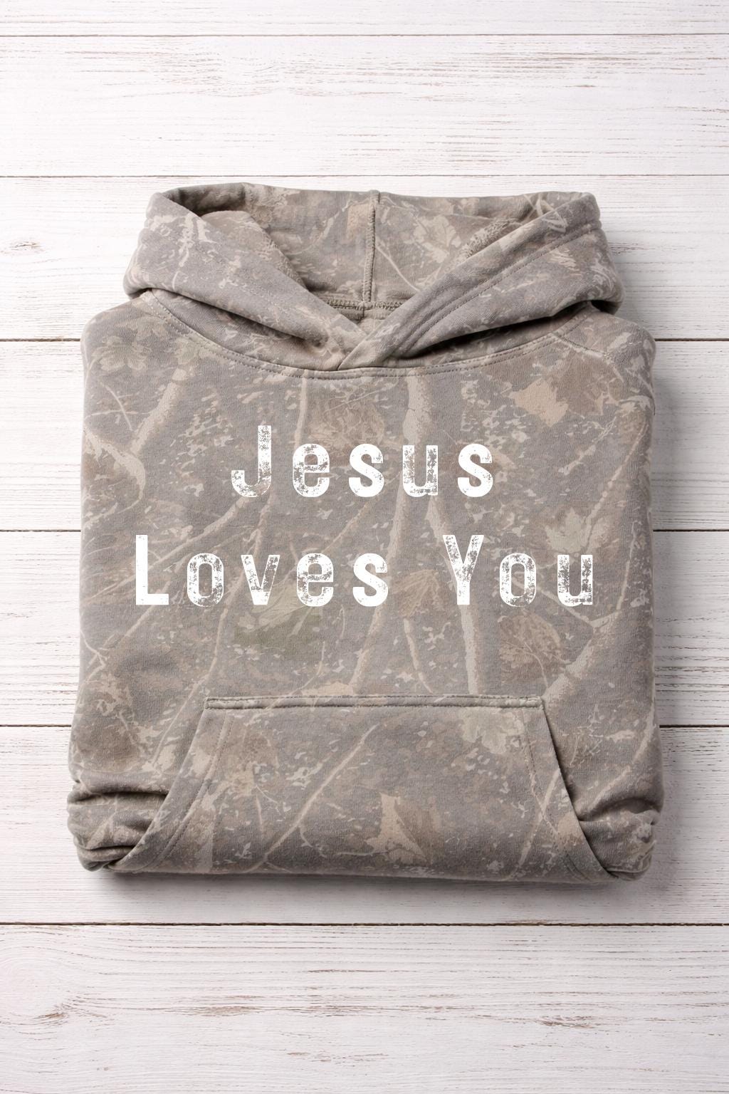 Youth Camo Hoodie – Jesus Loves You Christian Sweatshirt