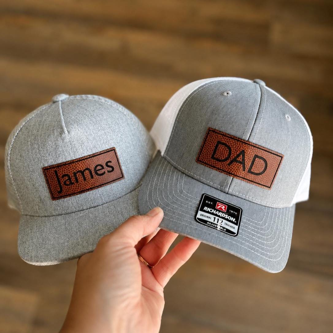 Personalized Leatherette Patch Trucker Hat for Dad & Toddler