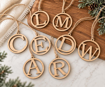 Initial Personalized Wood Christmas Gift Tag or Ornament