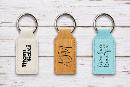 Personalized Faux Leather Keychain | Laser Engraved Custom Key Tag