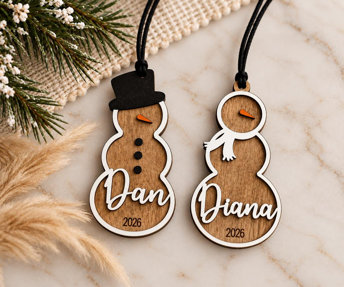 Snowman Personalized Wood Christmas Ornament