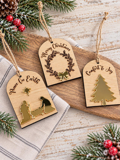 Nativity, Wreath Or Holiday Tree Wood & Acrylic Christmas Ornament