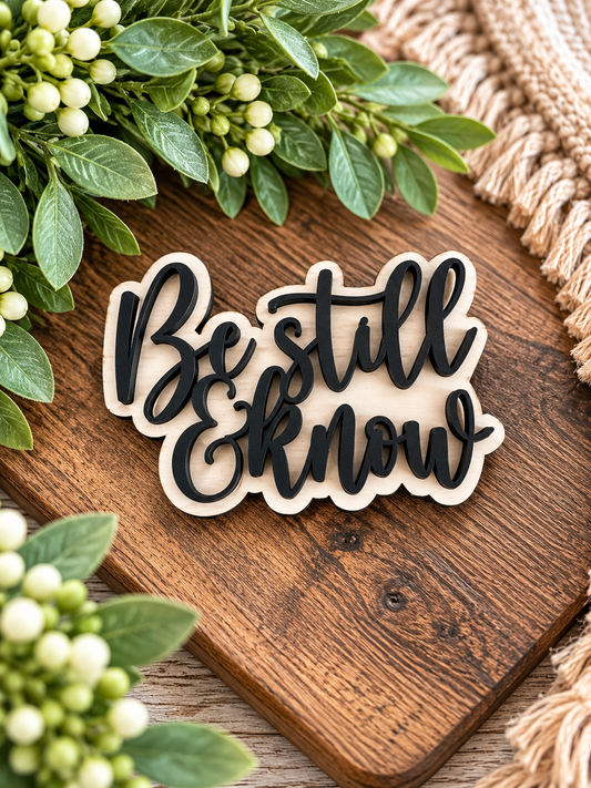 Be Still & Know Wood Magnet | Rustic Farmhouse Scripture Decor