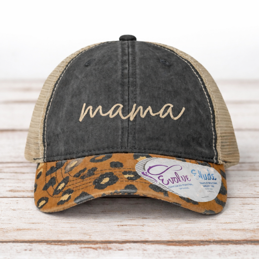 Mama Embroidered Women Ponytail Hat