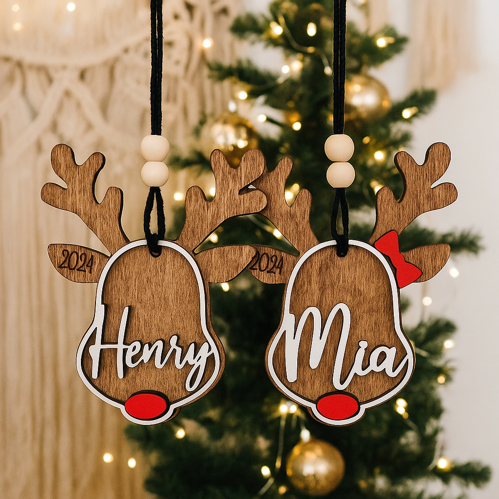 Personalized Wood Reindeer Ornament