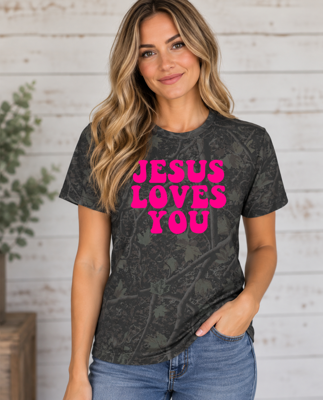 Jesus Loves You Camo T-Shirt – Christian Faith Graphic Tee