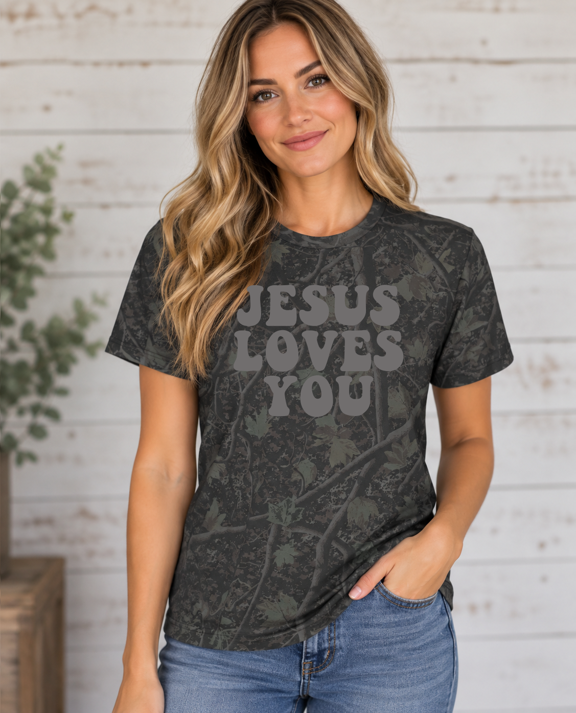 Jesus Loves You Camo T-Shirt – Christian Faith Graphic Tee