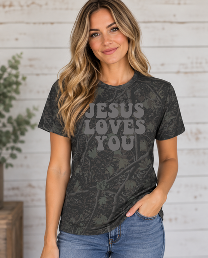 Jesus Loves You Camo T-Shirt – Christian Faith Graphic Tee