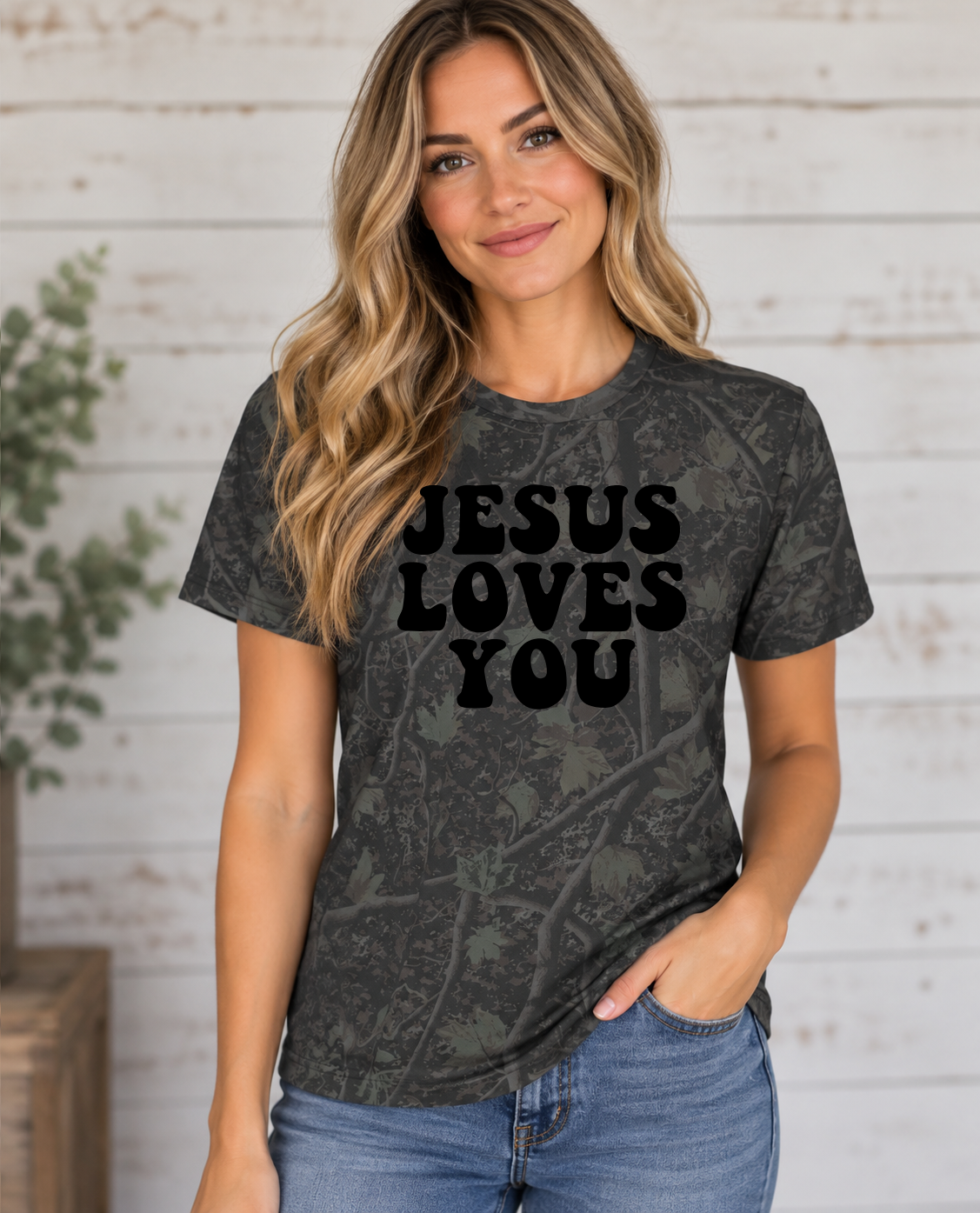 Jesus Loves You Camo T-Shirt – Christian Faith Graphic Tee