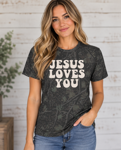 Jesus Loves You Camo T-Shirt – Christian Faith Graphic Tee