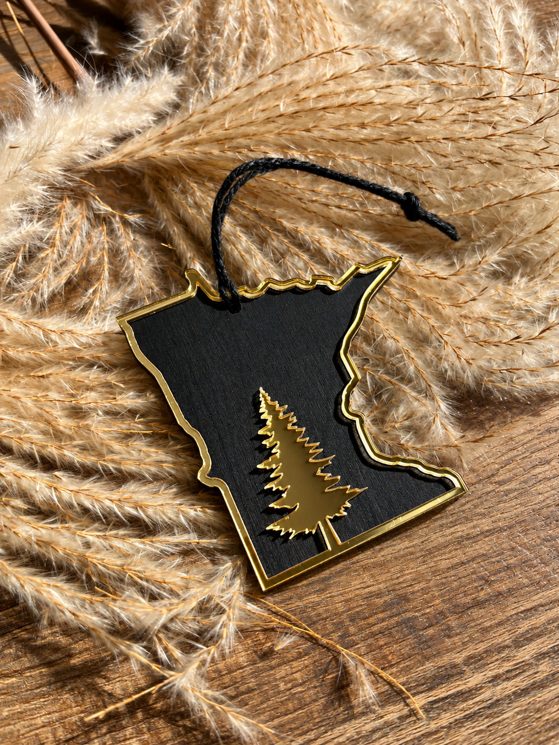 State Ornaments - Black Wood & Gold Acrylic Ornaments