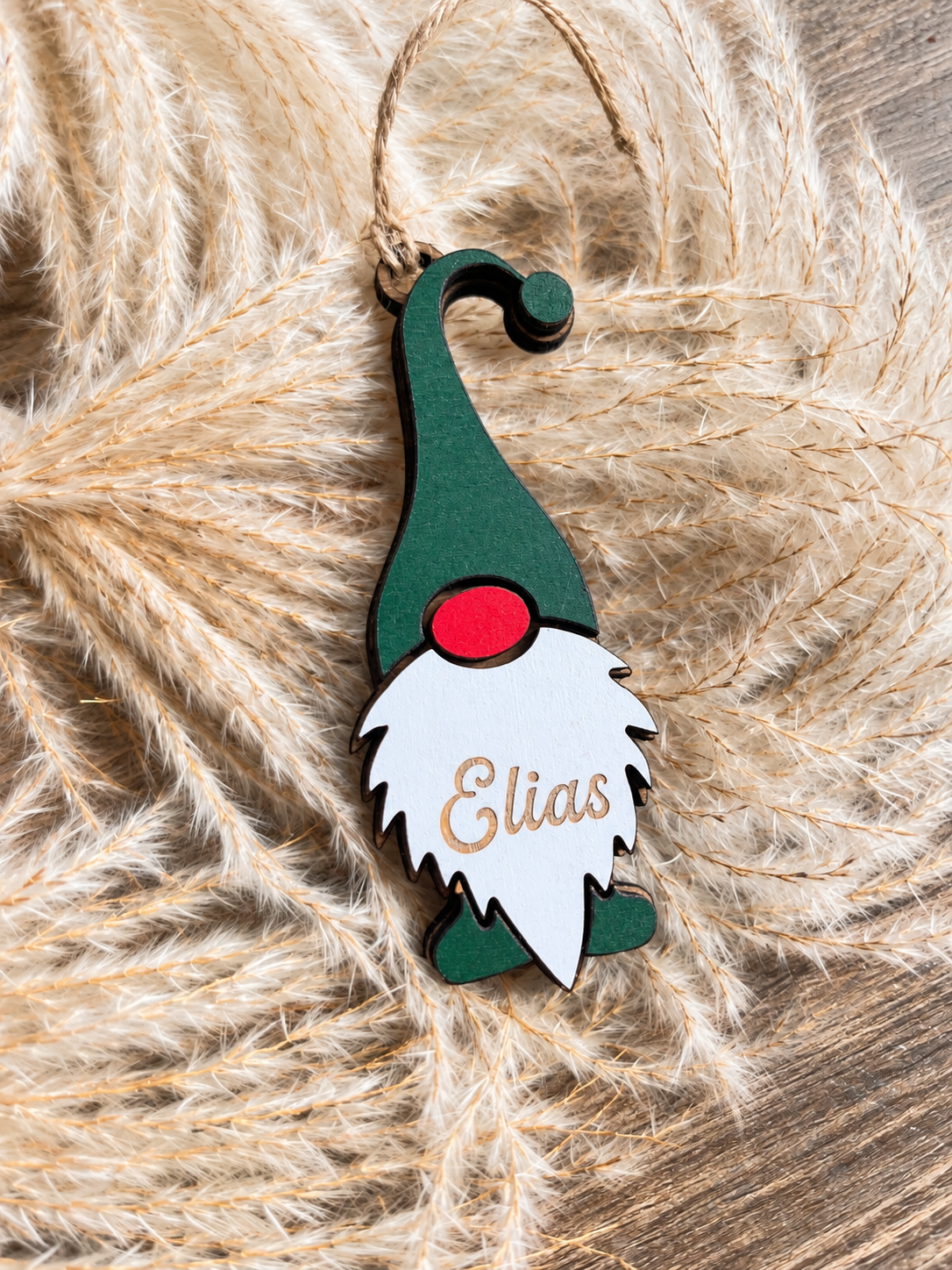 Gnome Personalized Wood Ornaments