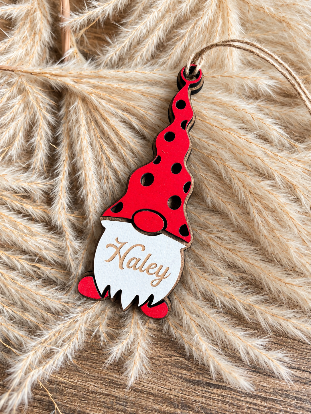Gnome Personalized Wood Ornaments