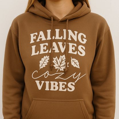 Falling Leaves Cozy Vibes Hooded Sweatshirt
