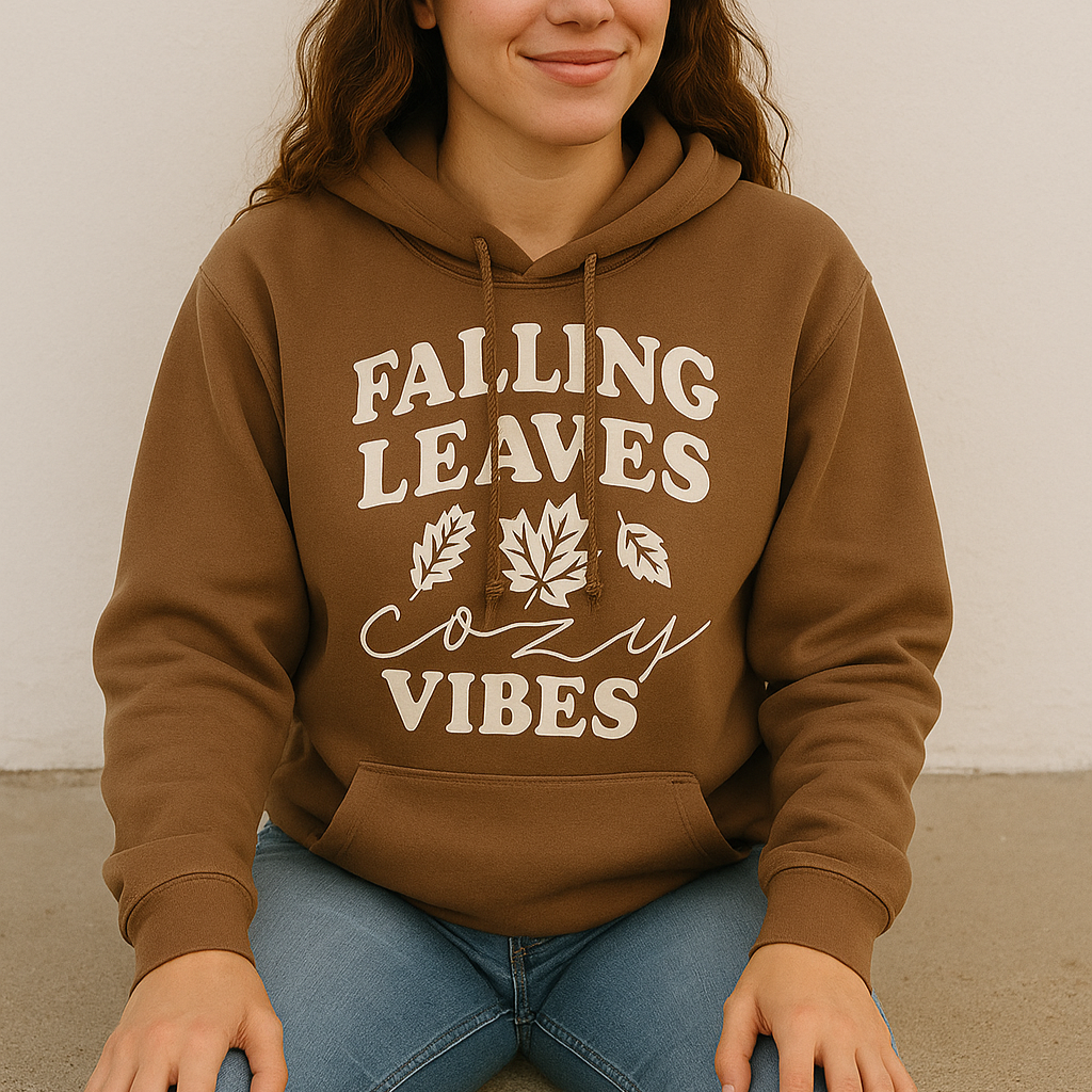 Falling Leaves Cozy Vibes Hooded Sweatshirt