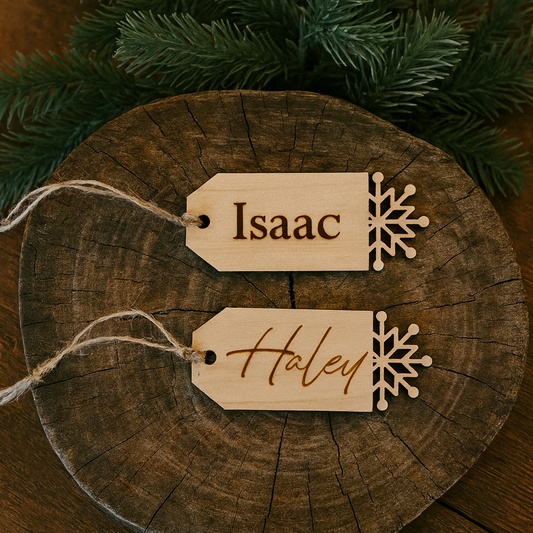 Personalized Wooden Snowflake Gift Tags