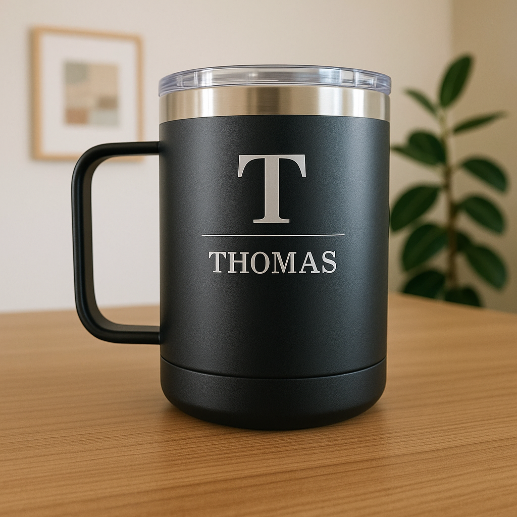 15 oz engraved tumbler with handle