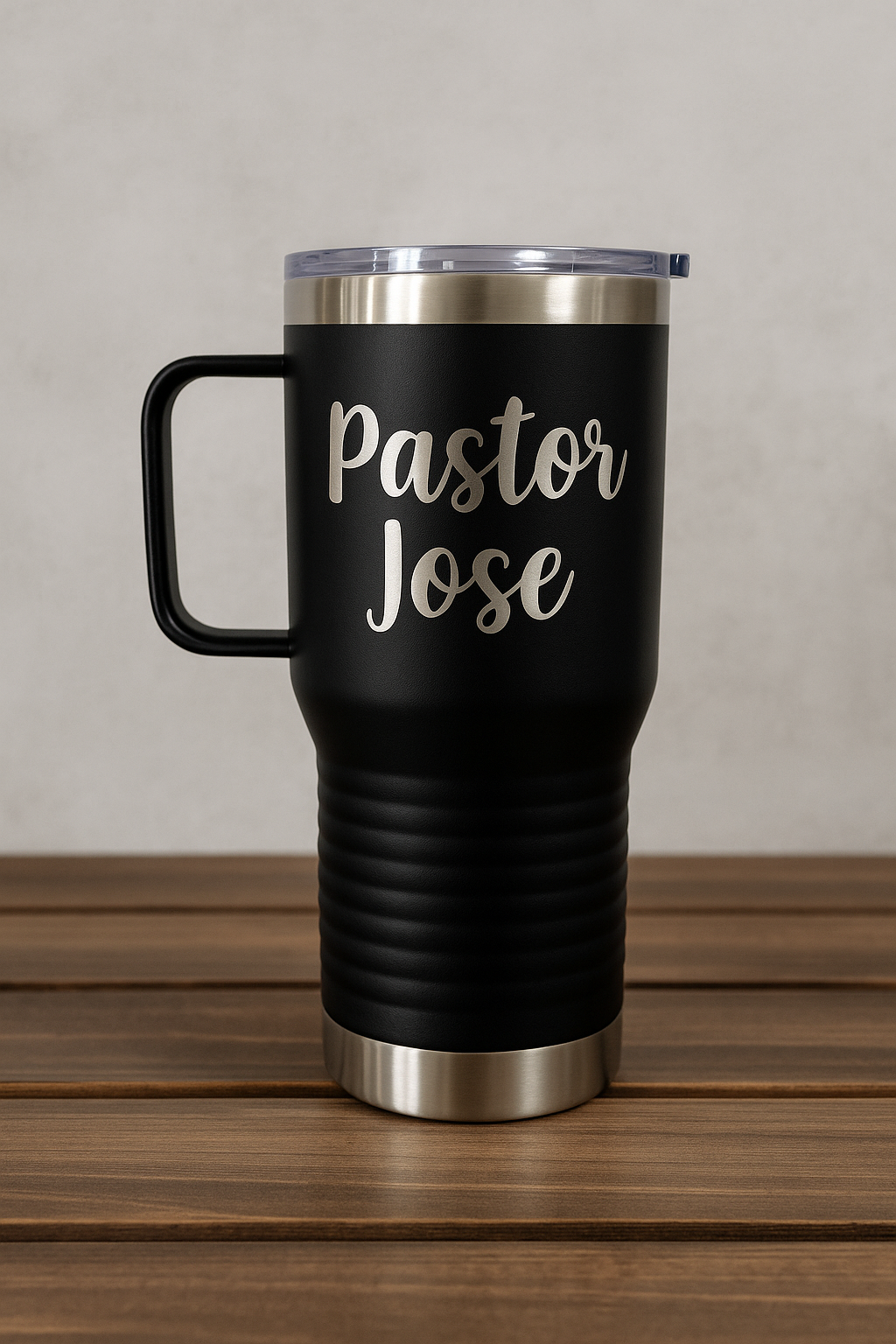 20 oz engraved coffee tumbler with handle