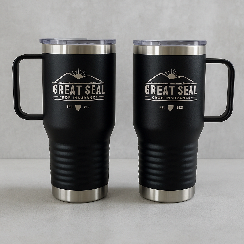 20 oz engraved coffee tumbler with handle
