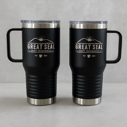 20 oz engraved coffee tumbler with handle