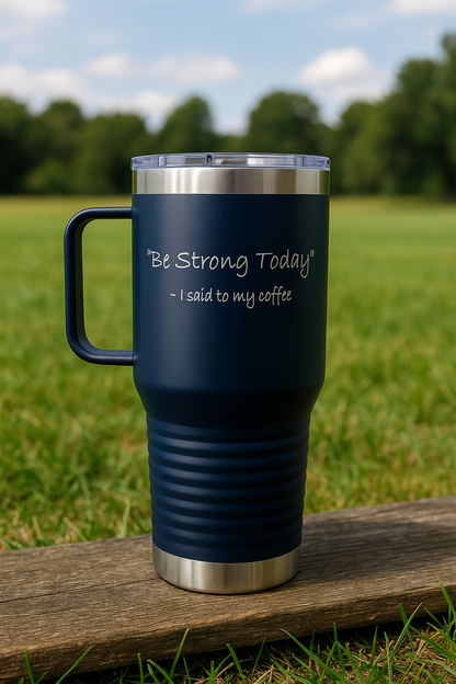 20 oz engraved coffee tumbler with handle