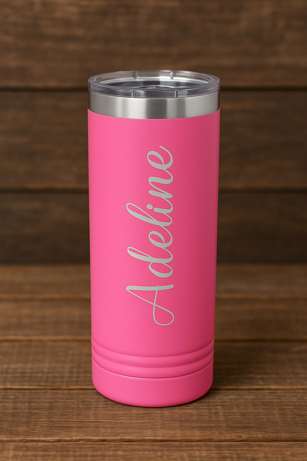 22oz engraved skinny tumbler with metal straw