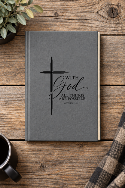 With God All Things Are Possible Engraved Christian Leatherette Journal