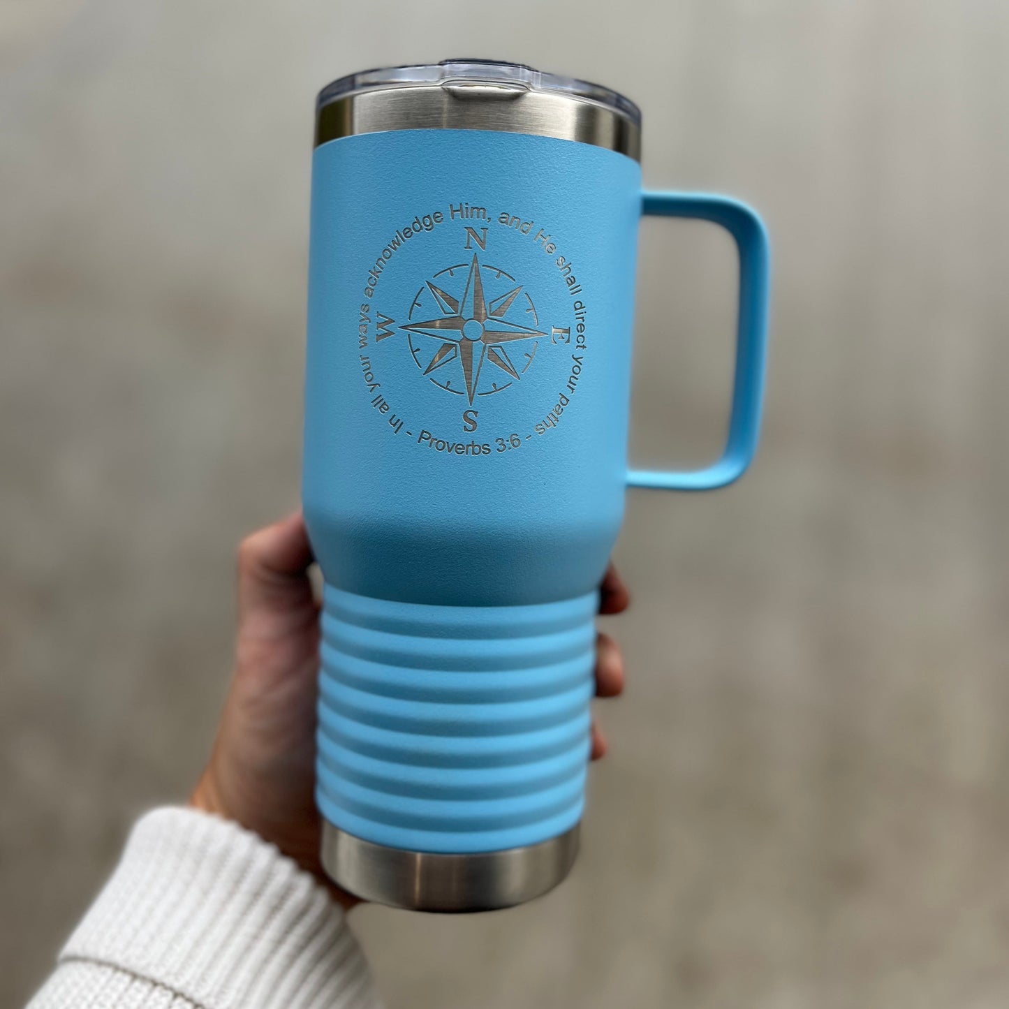 20 oz engraved coffee tumbler with handle