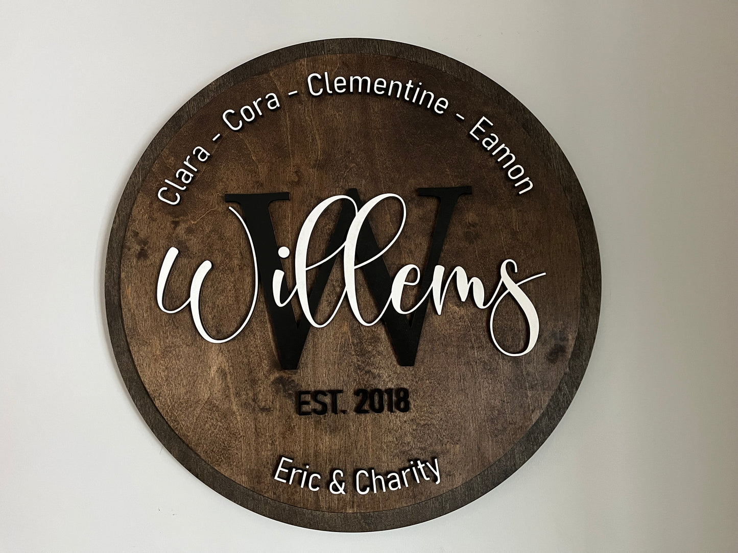 Personalized wood family name sign
