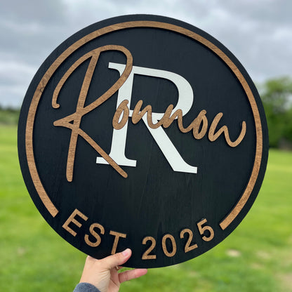 Personalized Black and Stained Wood Sign 3D Farmhouse Sign
