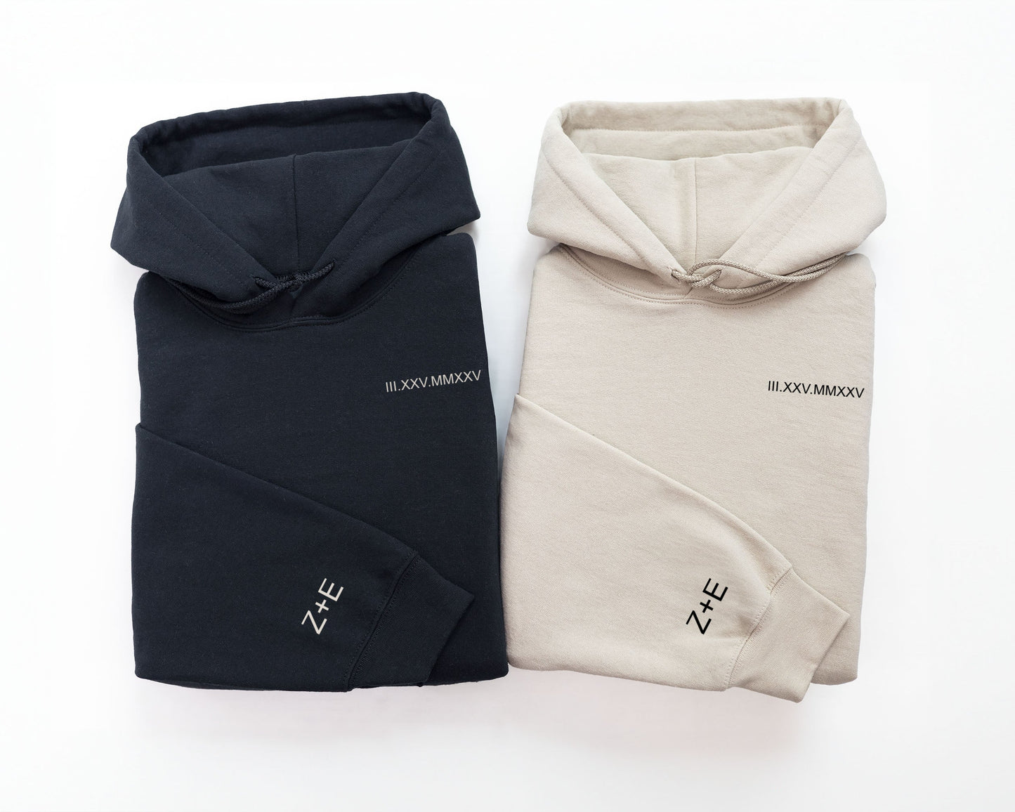 Custom Embroidered Roman Numeral Hoodie For Couples