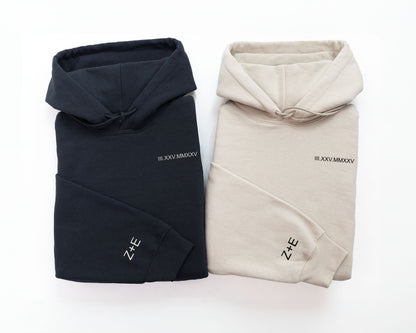 Custom Embroidered Roman Numeral Hoodie For Couples