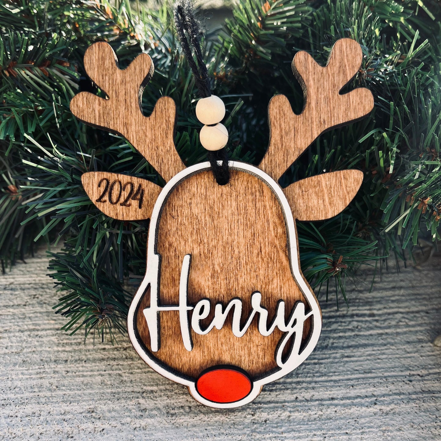 Personalized Wood Reindeer Ornament