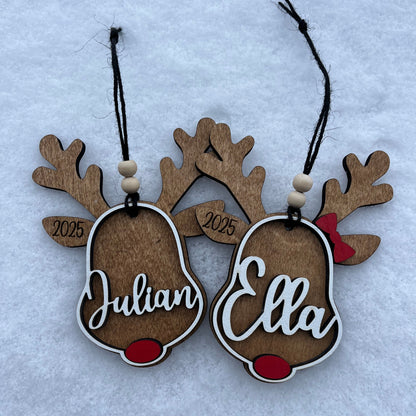 Personalized Wood Reindeer Ornament