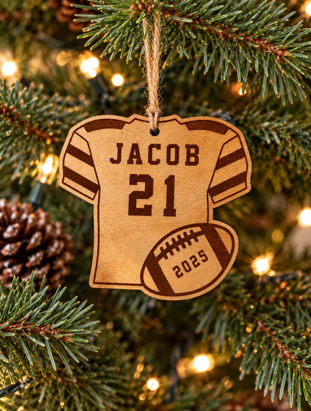 Personalized Wood Football Jersey Ornament