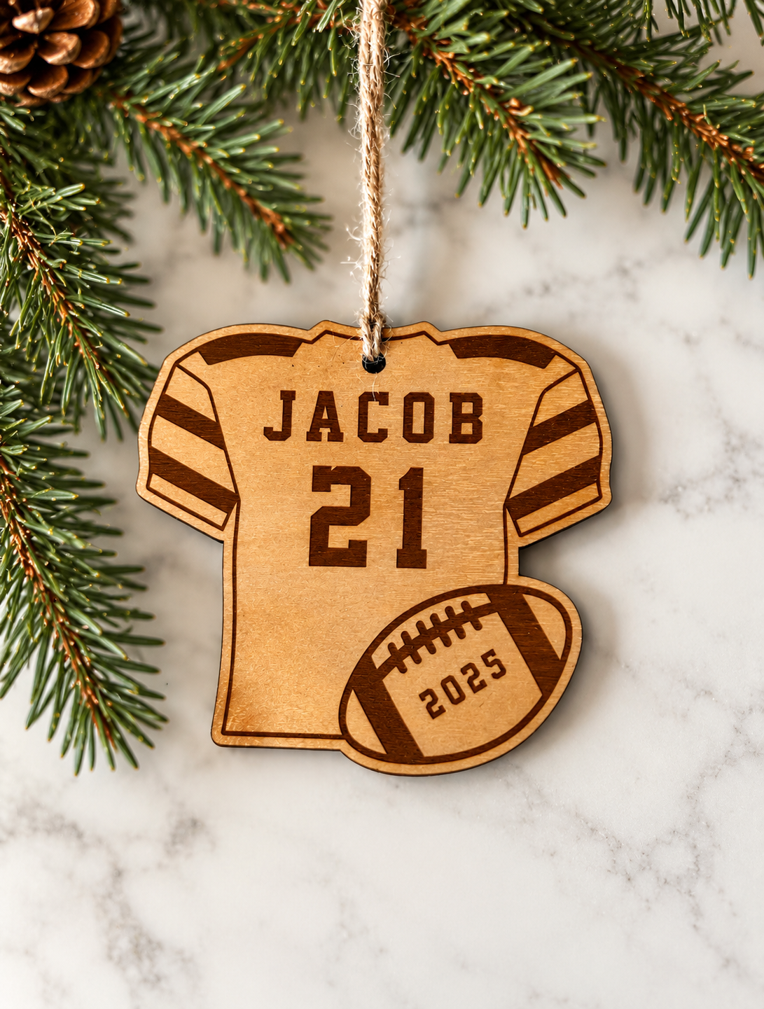 Personalized Wood Football Jersey Ornament