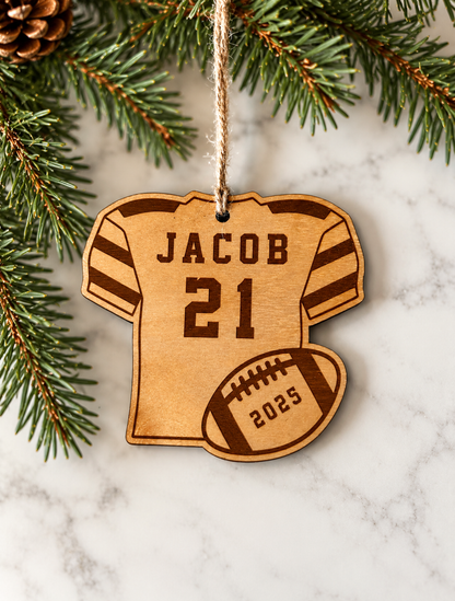 Personalized Wood Football Jersey Ornament