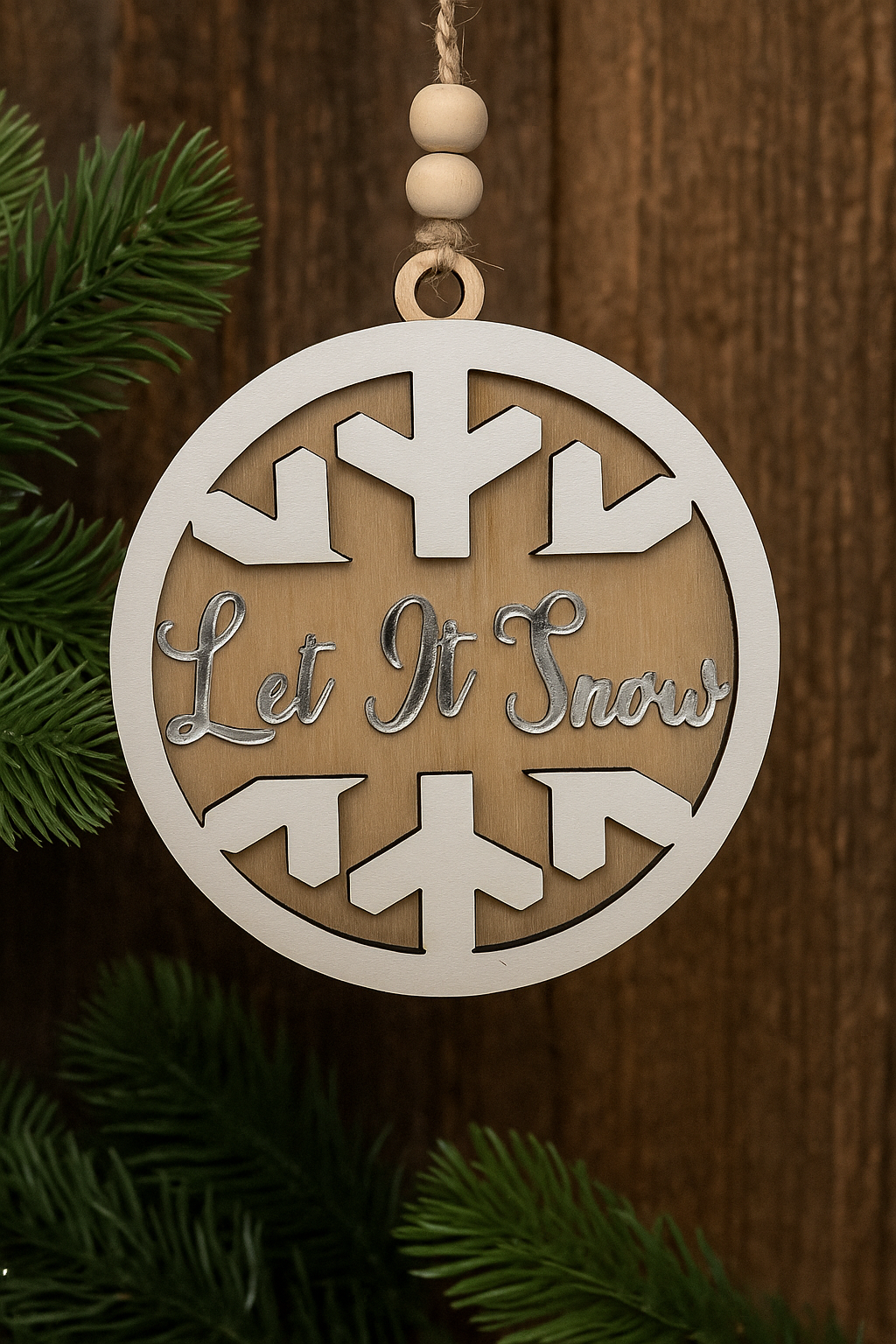 Let It Snow Wood Ornament