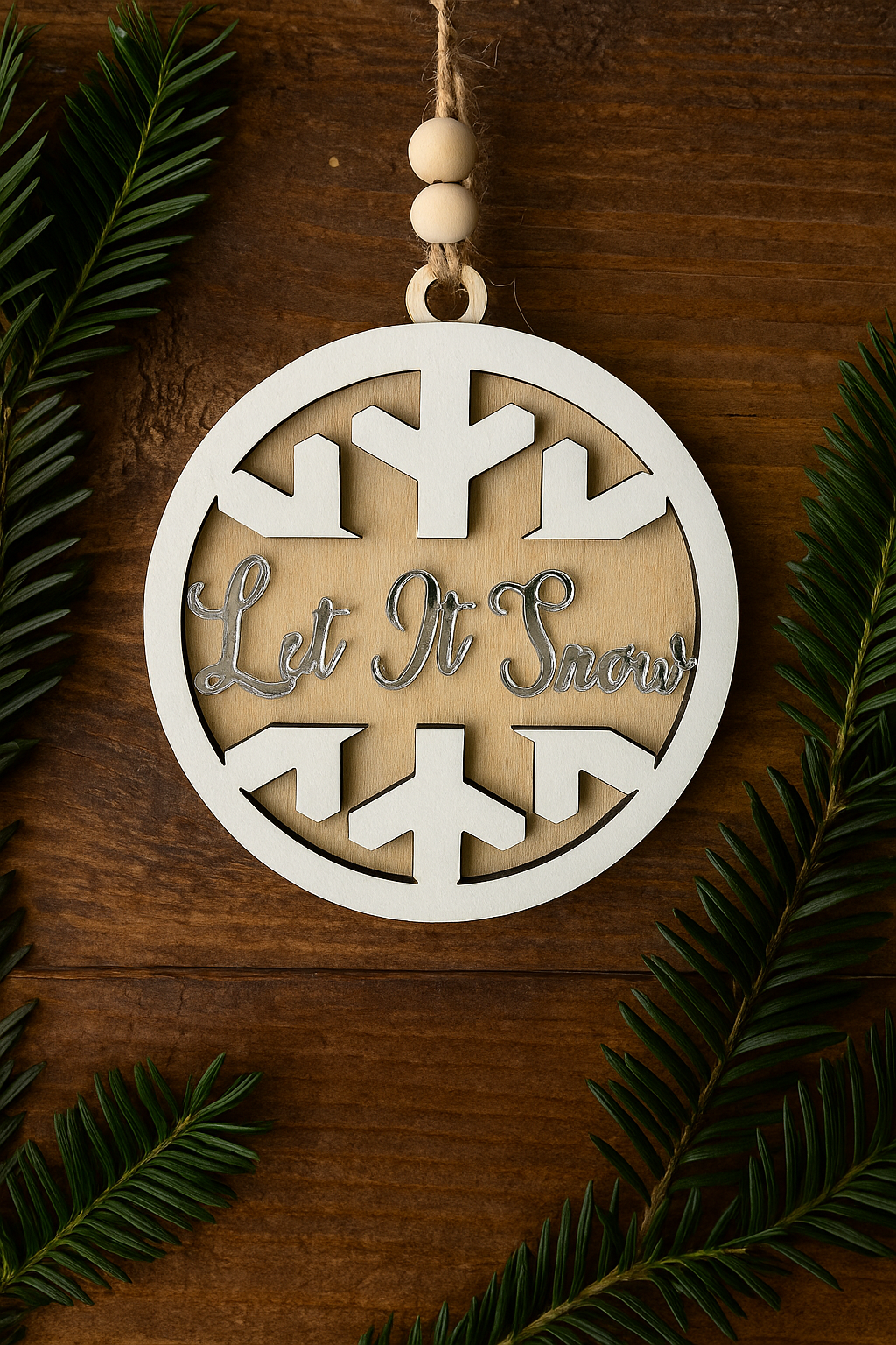 Let It Snow Wood Ornament