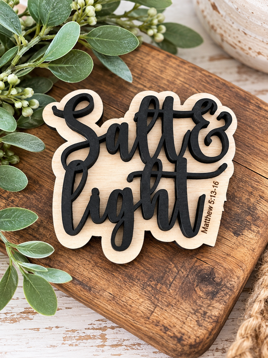 Salt & Light Wood Magnet | Matthew 5:13-16 Scripture Decor
