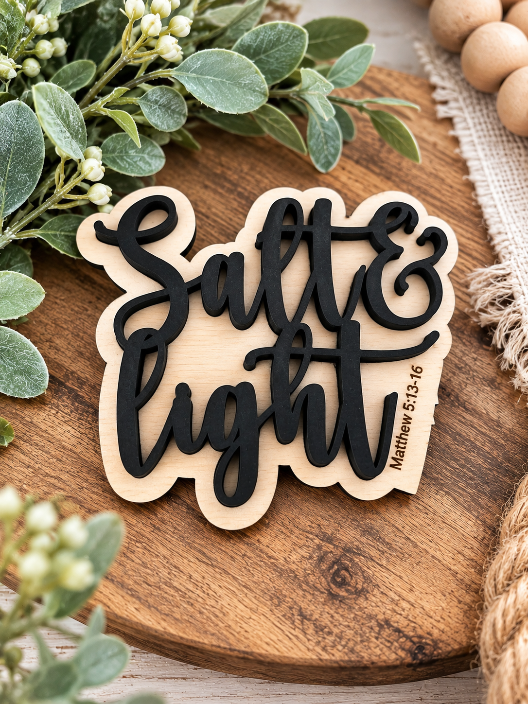 Salt & Light Wood Magnet | Matthew 5:13-16 Scripture Decor