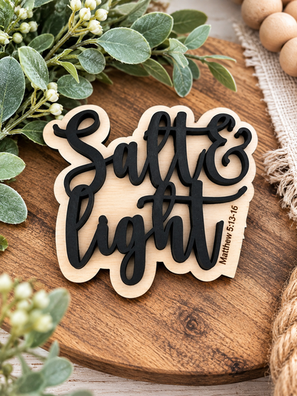 Salt & Light Wood Magnet | Matthew 5:13-16 Scripture Decor