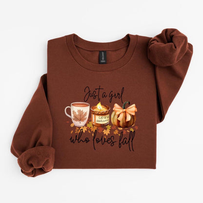 Just A Girl Who Loves Fall – Pumpkin Coffee Sweatshirt