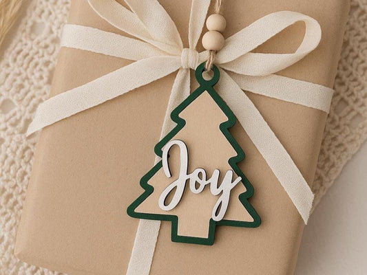 Wooden JOY Christmas Ornament