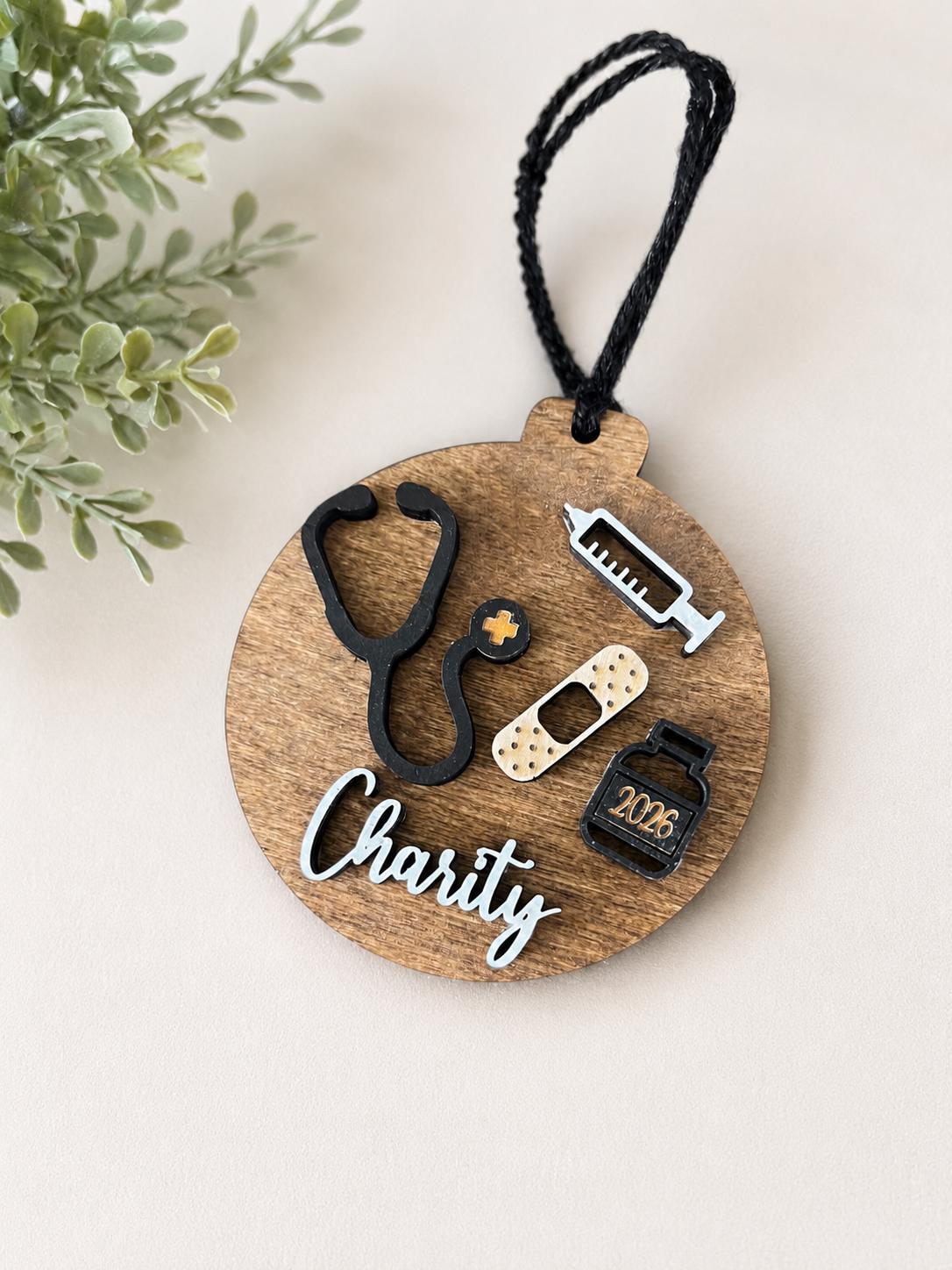 Personalized Wooden Nurse Ornament | Medical Graduation Keepsake, RN Gift