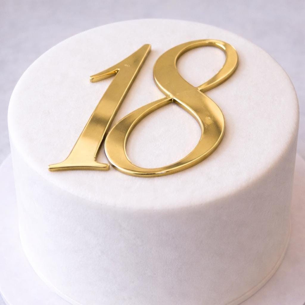 Script Number Cake Topper, Mirrored Acrylic Birthday Charm