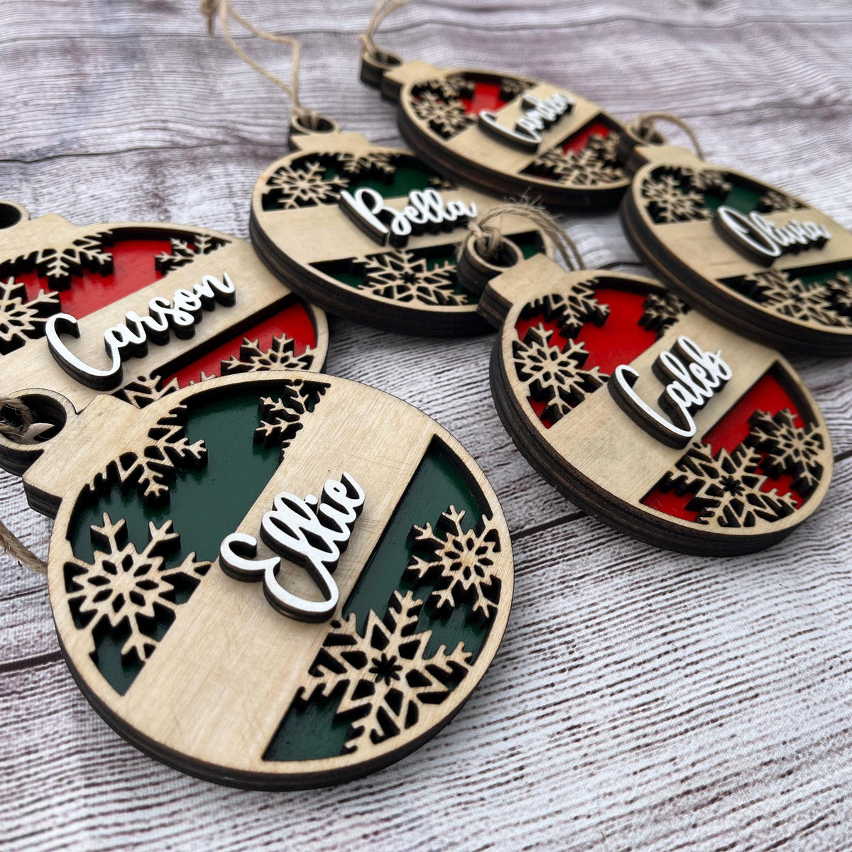 Snowflake Personalized Wood Christmas Ornament