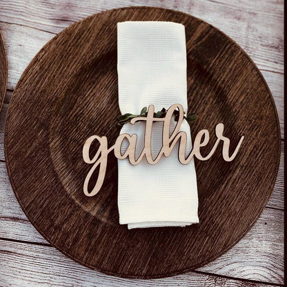 Custom Laser Cut Wood Thanksgiving Place Cards: Grateful, Thankful, Blessed